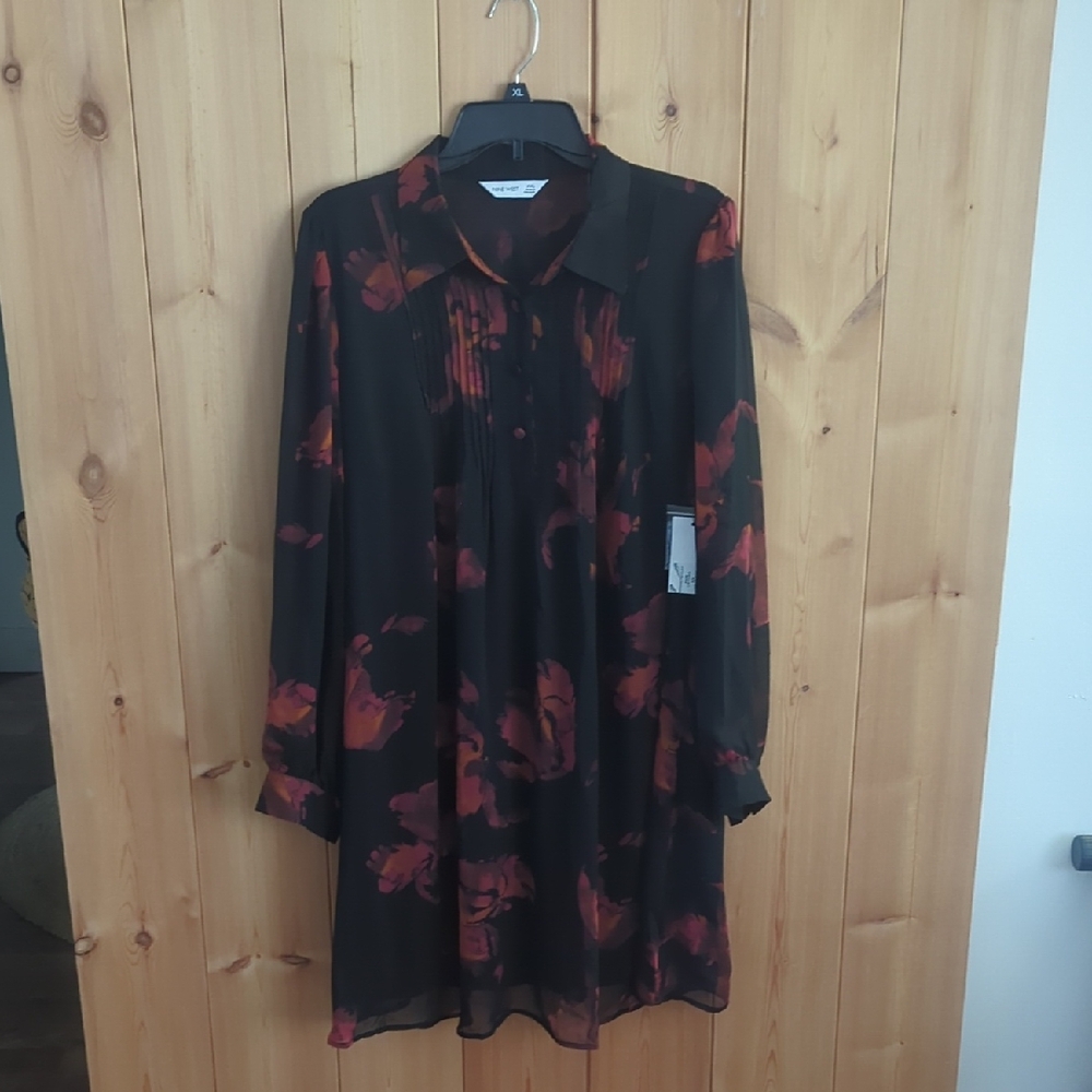 Nine West Floral Black and Red Women's Dress
